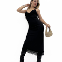 abito lungo con dettagli in pizzo long